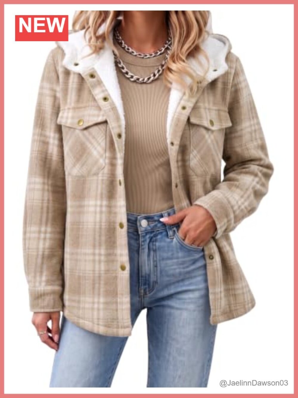 Sherpa Lined Hooded Plaid Shacket Button Down Flannel Jacket Warm Coat